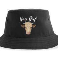 Hay Girl Funny Cow Lover Famer Cattle Ranch Farming Sustainable Bucket Hat