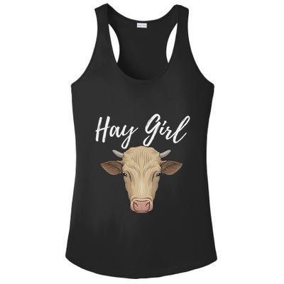 Hay Girl Funny Cow Lover Famer Cattle Ranch Farming Ladies PosiCharge Competitor Racerback Tank