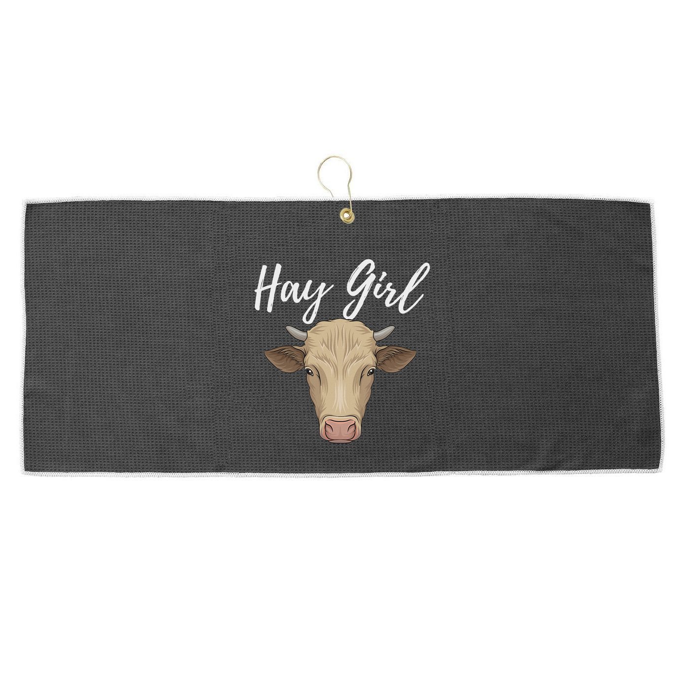 Hay Girl Funny Cow Lover Famer Cattle Ranch Farming Large Microfiber Waffle Golf Towel