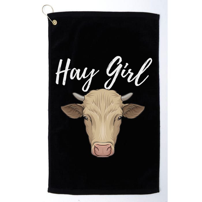 Hay Girl Funny Cow Lover Famer Cattle Ranch Farming Golf Towel