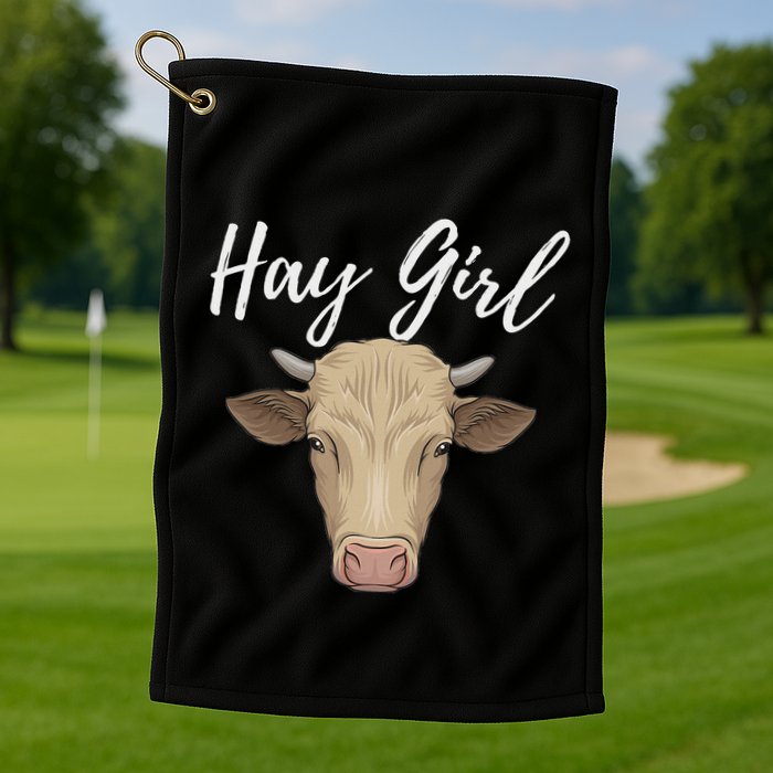 Hay Girl Funny Cow Lover Famer Cattle Ranch Farming Golf Towel