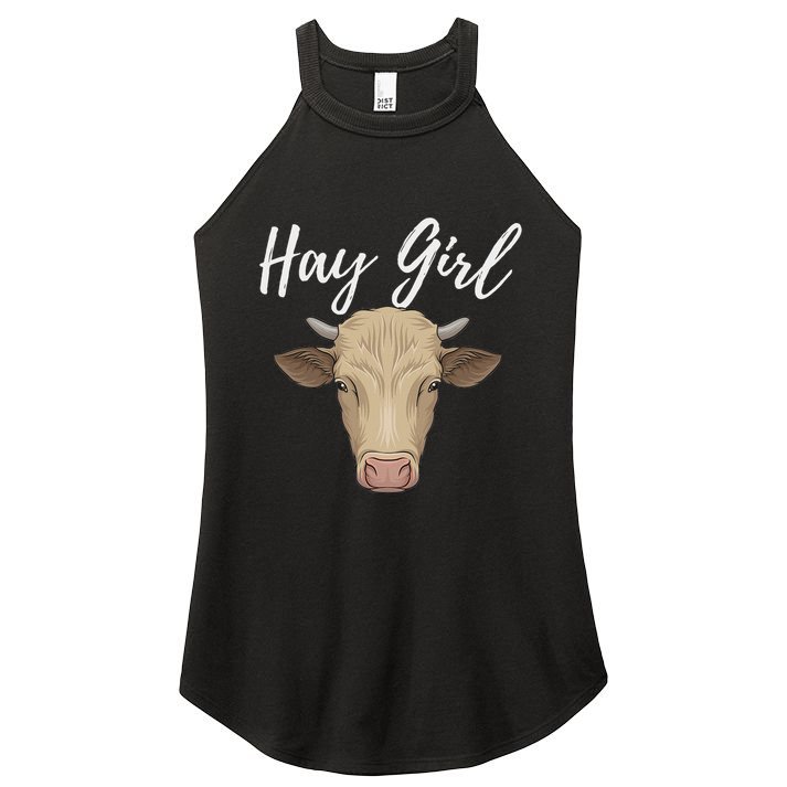 Hay Girl Funny Cow Lover Famer Cattle Ranch Farming Women's Perfect Tri Rocker Tank