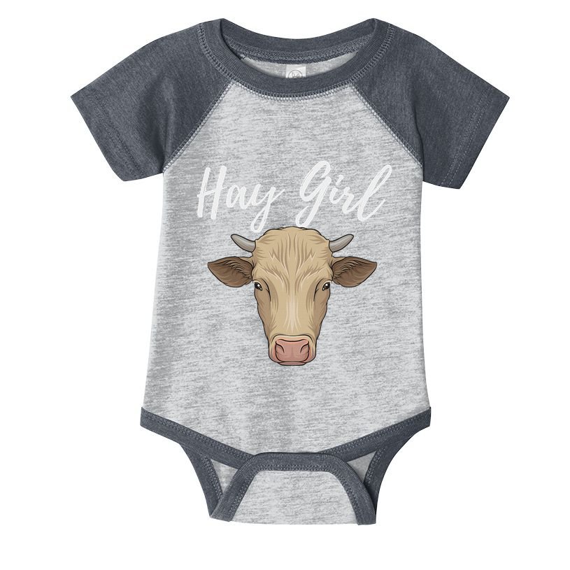 Hay Girl Funny Cow Lover Famer Cattle Ranch Farming Infant Baby Jersey Bodysuit