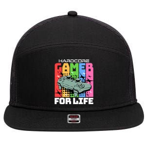 Hardcode Gamer For Life Funny Gaming Cool Gift 7 Panel Mesh Trucker Snapback Hat