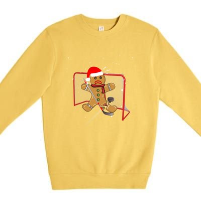 Hockey Goalie Funny Christmas Gift Gingerbread Goalie Meaningful Gift Premium Crewneck Sweatshirt