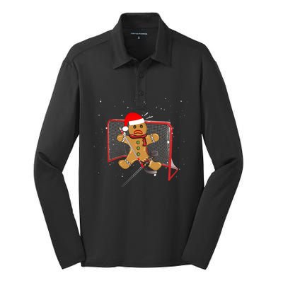 Hockey Goalie Funny Christmas Gift Gingerbread Goalie Meaningful Gift Silk Touch Performance Long Sleeve Polo