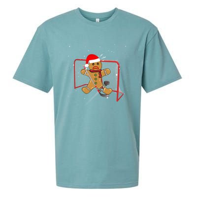 Hockey Goalie Funny Christmas Gift Gingerbread Goalie Meaningful Gift Sueded Cloud Jersey T-Shirt