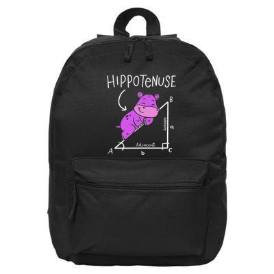 Hippopotamus Geometry Funny Math Lover Hypotenuse Costume 16 in Basic Backpack