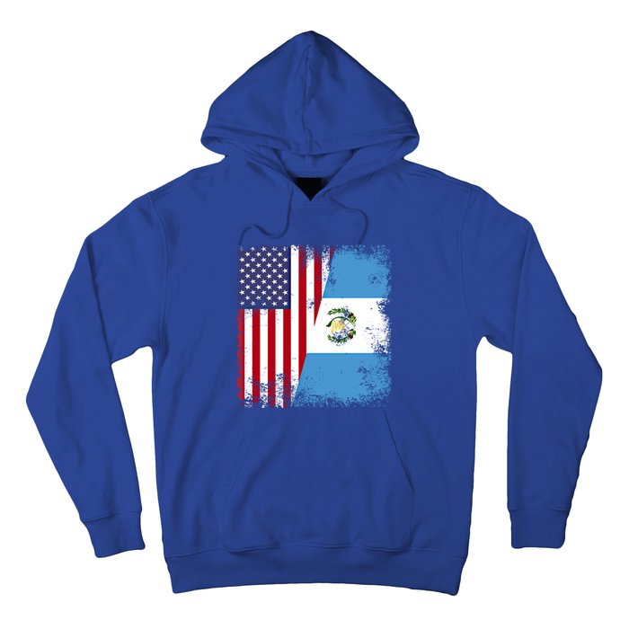 Half Guatemalan Flag Vintage Guatemala Usa Gift Cool Gift Hoodie