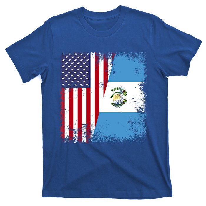 Half Guatemalan Flag Vintage Guatemala Usa Gift Cool Gift T-Shirt