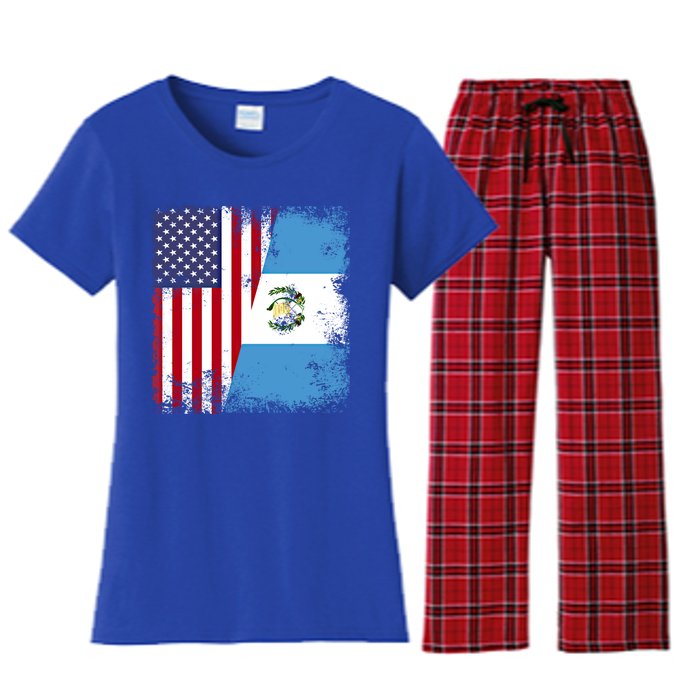 Half Guatemalan Flag Vintage Guatemala Usa Gift Cool Gift Women's Flannel Pajama Set