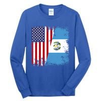 Half Guatemalan Flag Vintage Guatemala Usa Gift Cool Gift Tall Long Sleeve T-Shirt