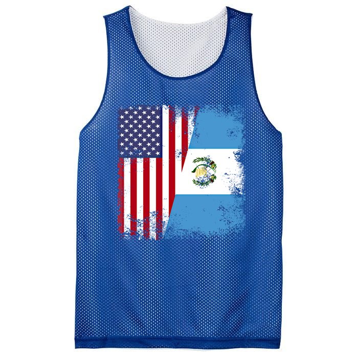 Half Guatemalan Flag Vintage Guatemala Usa Gift Cool Gift Mesh Reversible Basketball Jersey Tank