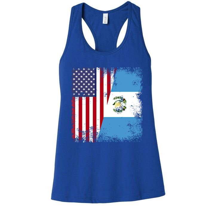 Half Guatemalan Flag Vintage Guatemala Usa Gift Cool Gift Women's Racerback Tank