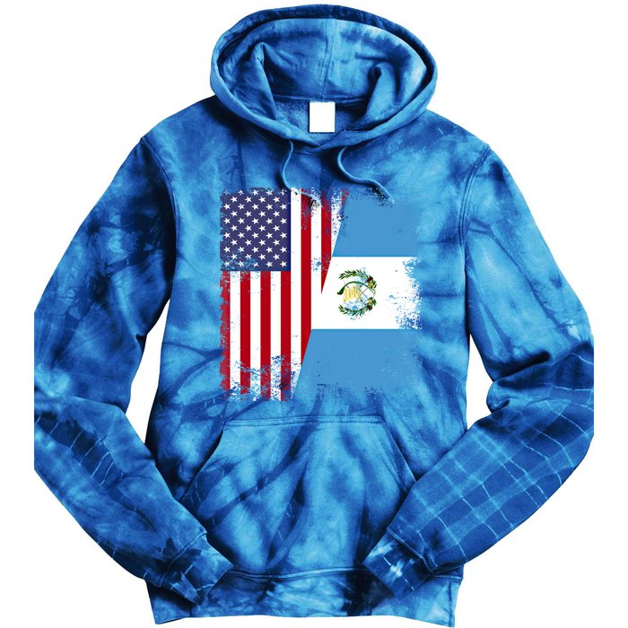 Half Guatemalan Flag Vintage Guatemala Usa Gift Cool Gift Tie Dye Hoodie