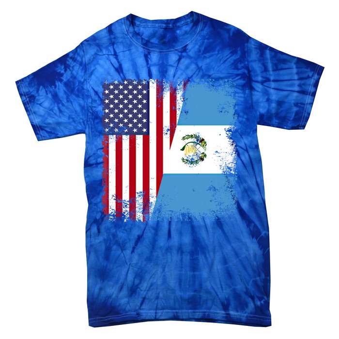 Half Guatemalan Flag Vintage Guatemala Usa Gift Cool Gift Tie-Dye T-Shirt