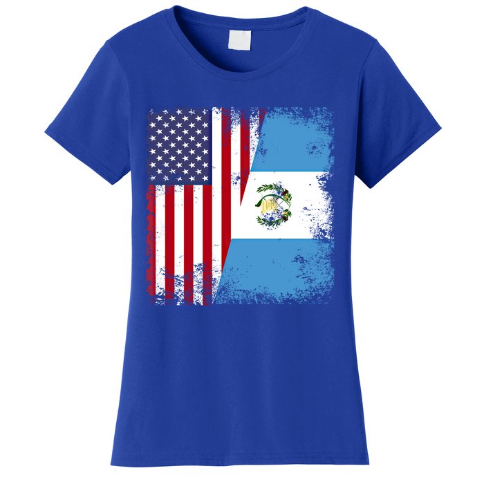 Half Guatemalan Flag Vintage Guatemala Usa Gift Cool Gift Women's T-Shirt