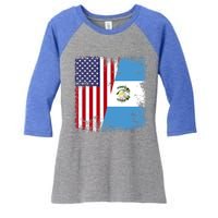 Half Guatemalan Flag Vintage Guatemala Usa Gift Cool Gift Women's Tri-Blend 3/4-Sleeve Raglan Shirt