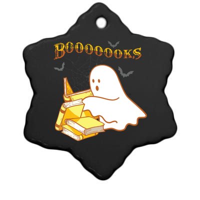 Halloween Gift For Teachers Librarian Funny Ghost Boooooks Ceramic Star Ornament