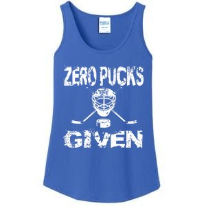 Hockey Goalie Funny Quote Wht Zero Pucks Given Goalie Gift Ladies Essential Tank