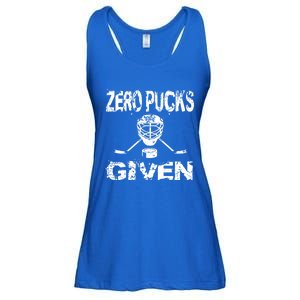 Hockey Goalie Funny Quote Wht Zero Pucks Given Goalie Gift Ladies Essential Flowy Tank