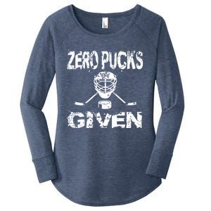 Hockey Goalie Funny Quote Wht Zero Pucks Given Goalie Gift Women's Perfect Tri Tunic Long Sleeve Shirt