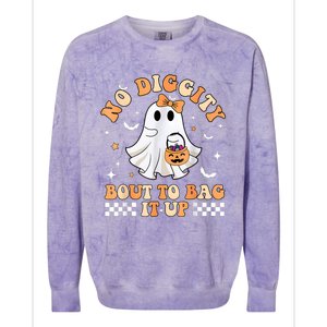 Halloween Ghost Funny No Diggity Bout To Bag It Up Spooky Colorblast Crewneck Sweatshirt