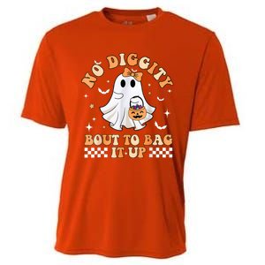 Halloween Ghost Funny No Diggity Bout To Bag It Up Spooky Cooling Performance Crew T-Shirt