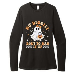 Halloween Ghost Funny No Diggity Bout To Bag It Up Spooky Womens CVC Long Sleeve Shirt