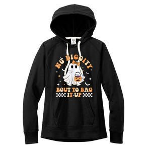 Halloween Ghost Funny No Diggity Bout To Bag It Up Spooky Women's Fleece Hoodie