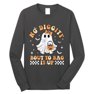 Halloween Ghost Funny No Diggity Bout To Bag It Up Spooky Long Sleeve Shirt