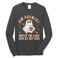 Halloween Ghost Funny No Diggity Bout To Bag It Up Spooky Long Sleeve Shirt