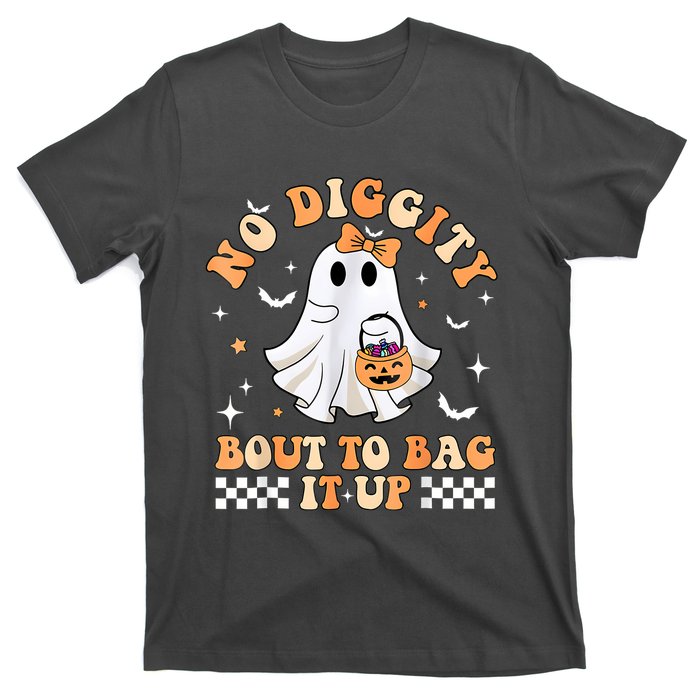 Halloween Ghost Funny No Diggity Bout To Bag It Up Spooky T-Shirt