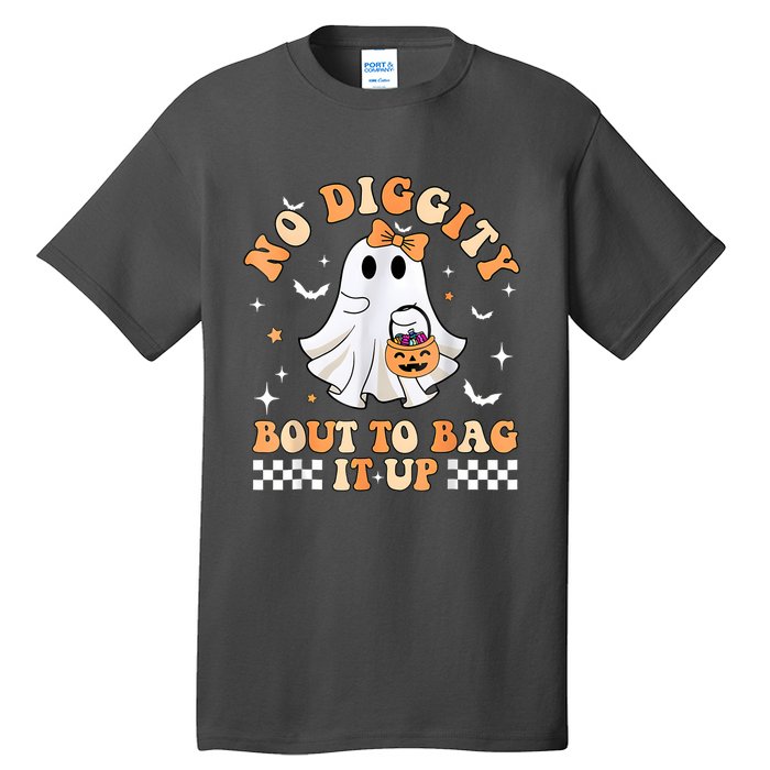 Halloween Ghost Funny No Diggity Bout To Bag It Up Spooky Tall T-Shirt