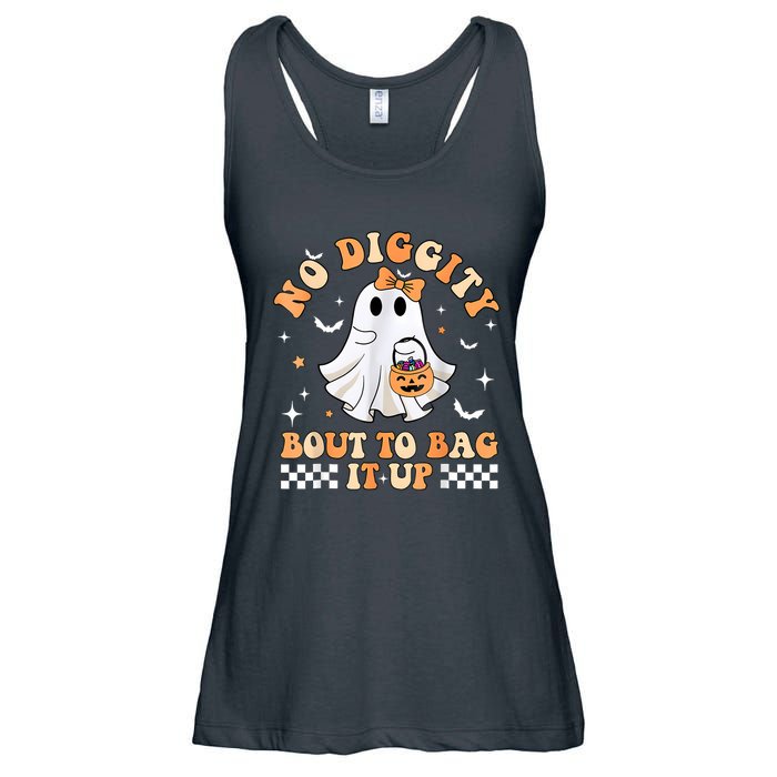 Halloween Ghost Funny No Diggity Bout To Bag It Up Spooky Ladies Essential Flowy Tank