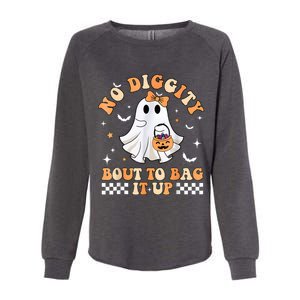 Halloween Ghost Funny No Diggity Bout To Bag It Up Spooky Womens California Wash Sweatshirt