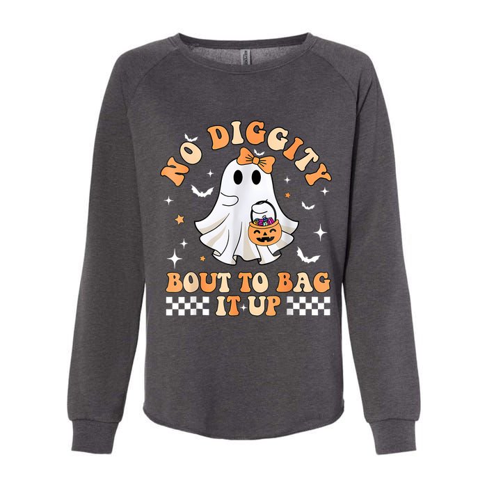 Halloween Ghost Funny No Diggity Bout To Bag It Up Spooky Womens California Wash Sweatshirt