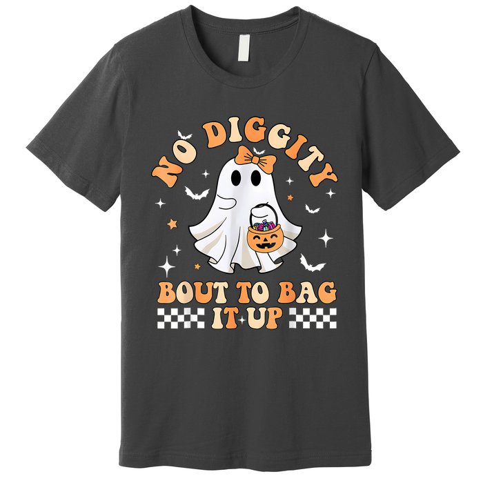 Halloween Ghost Funny No Diggity Bout To Bag It Up Spooky Premium T-Shirt