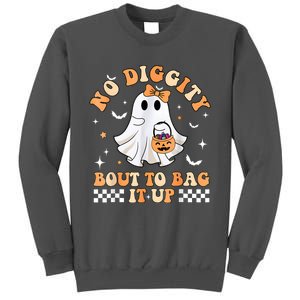 Halloween Ghost Funny No Diggity Bout To Bag It Up Spooky Tall Sweatshirt