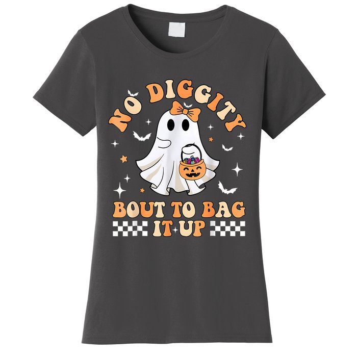 Halloween Ghost Funny No Diggity Bout To Bag It Up Spooky Women's T-Shirt