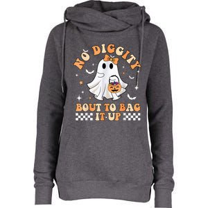 Halloween Ghost Funny No Diggity Bout To Bag It Up Spooky Womens Funnel Neck Pullover Hood