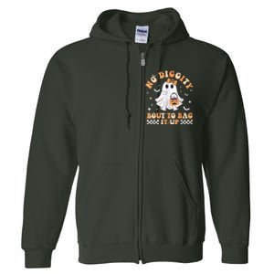 Halloween Ghost Funny No Diggity Bout To Bag It Up Spooky Full Zip Hoodie