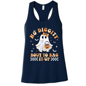 Halloween Ghost Funny No Diggity Bout To Bag It Up Spooky Women's Racerback Tank