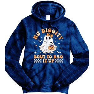 Halloween Ghost Funny No Diggity Bout To Bag It Up Spooky Tie Dye Hoodie