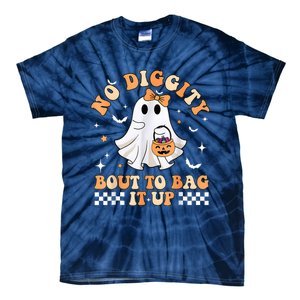 Halloween Ghost Funny No Diggity Bout To Bag It Up Spooky Tie-Dye T-Shirt