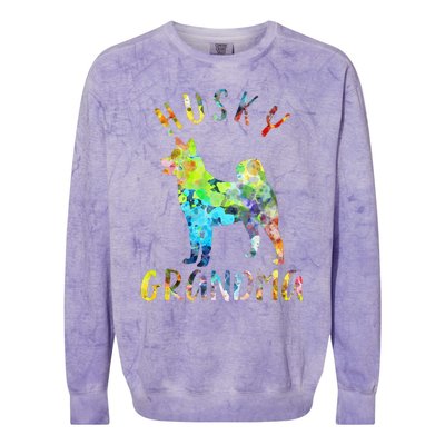 Husky Grandma Funny Siberian Husky Owner Colorblast Crewneck Sweatshirt