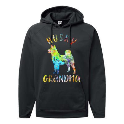 Husky Grandma Funny Siberian Husky Owner Performance Fleece Hoodie