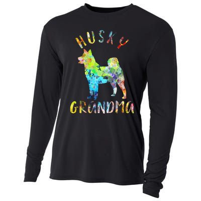 Husky Grandma Funny Siberian Husky Owner Cooling Performance Long Sleeve Crew