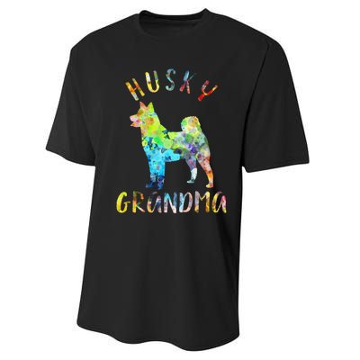 Husky Grandma Funny Siberian Husky Owner Performance Sprint T-Shirt