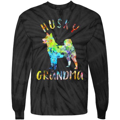 Husky Grandma Funny Siberian Husky Owner Tie-Dye Long Sleeve Shirt